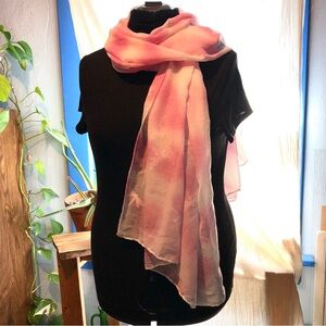 Pink Dragonfly Scarf 68”‎ Charlotte Daniel Soft Lightweight Spring Romantic